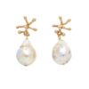 Ocean Coral Baroque Pearl Drop Earrings